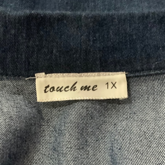 Touch Me Blue Sequin Denim Glitter Sleeve Jacket Plus Size 1X - Picture 7 of 8